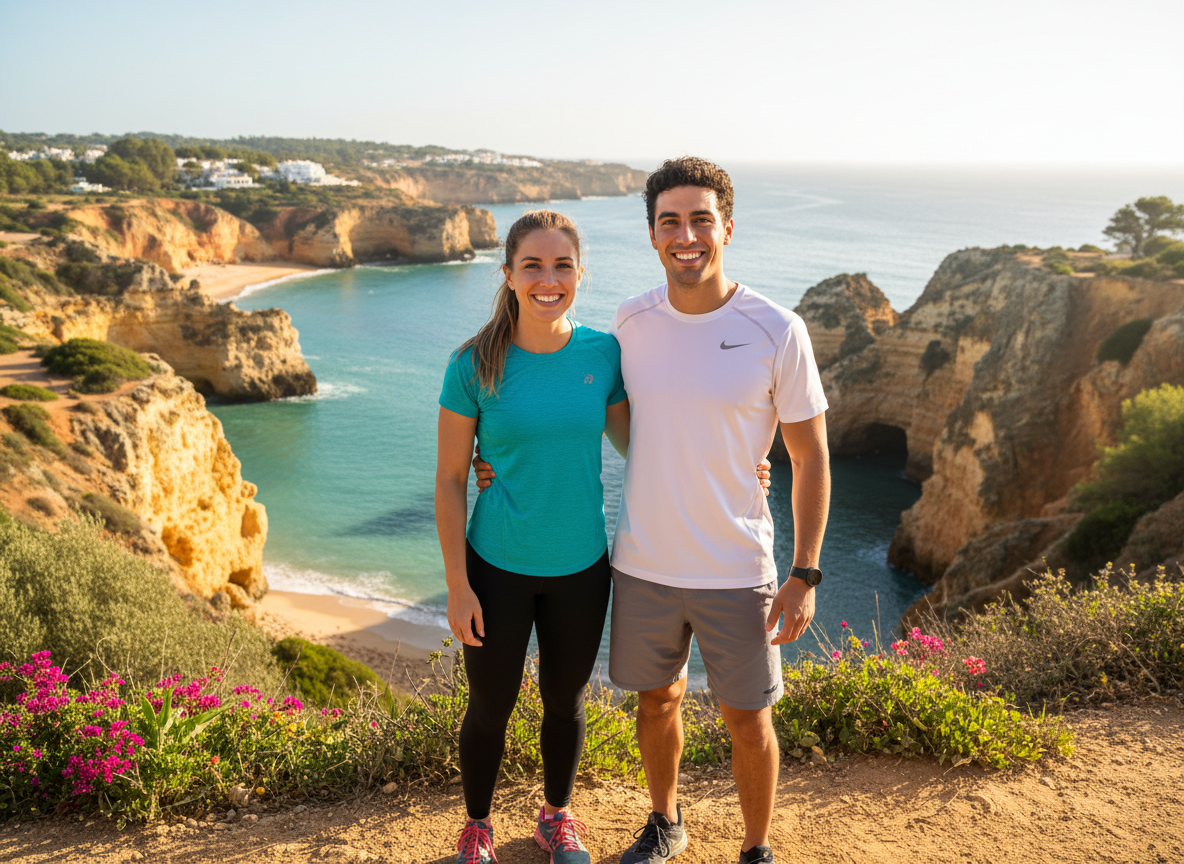 Young sporty Portuguese couple in the Algarve